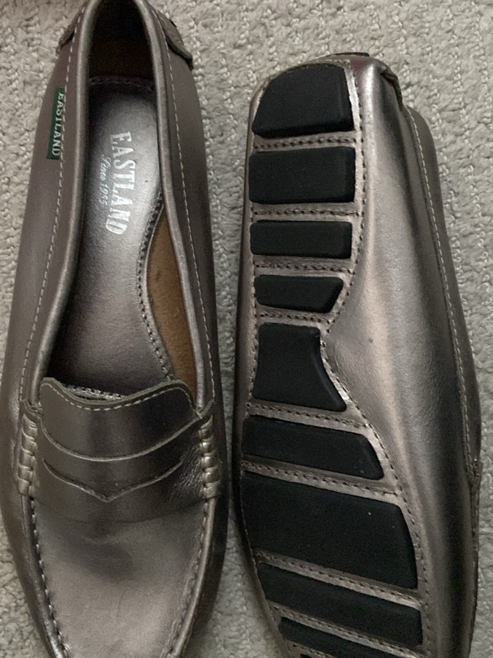 Eastland Metallic Pewter Slip-On Penny Loafers